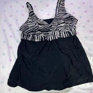 Fresh water Black and White Striped Women's Tank Top